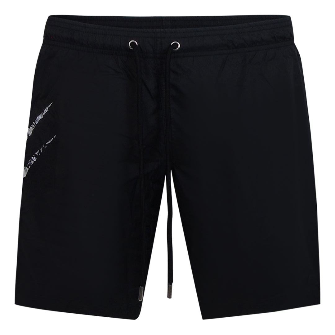 Plein Sport Scratch Logo Long Black Swim Shorts