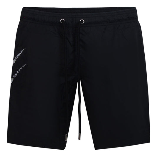 Plein Sport Scratch Logo Long Black Swim Shorts