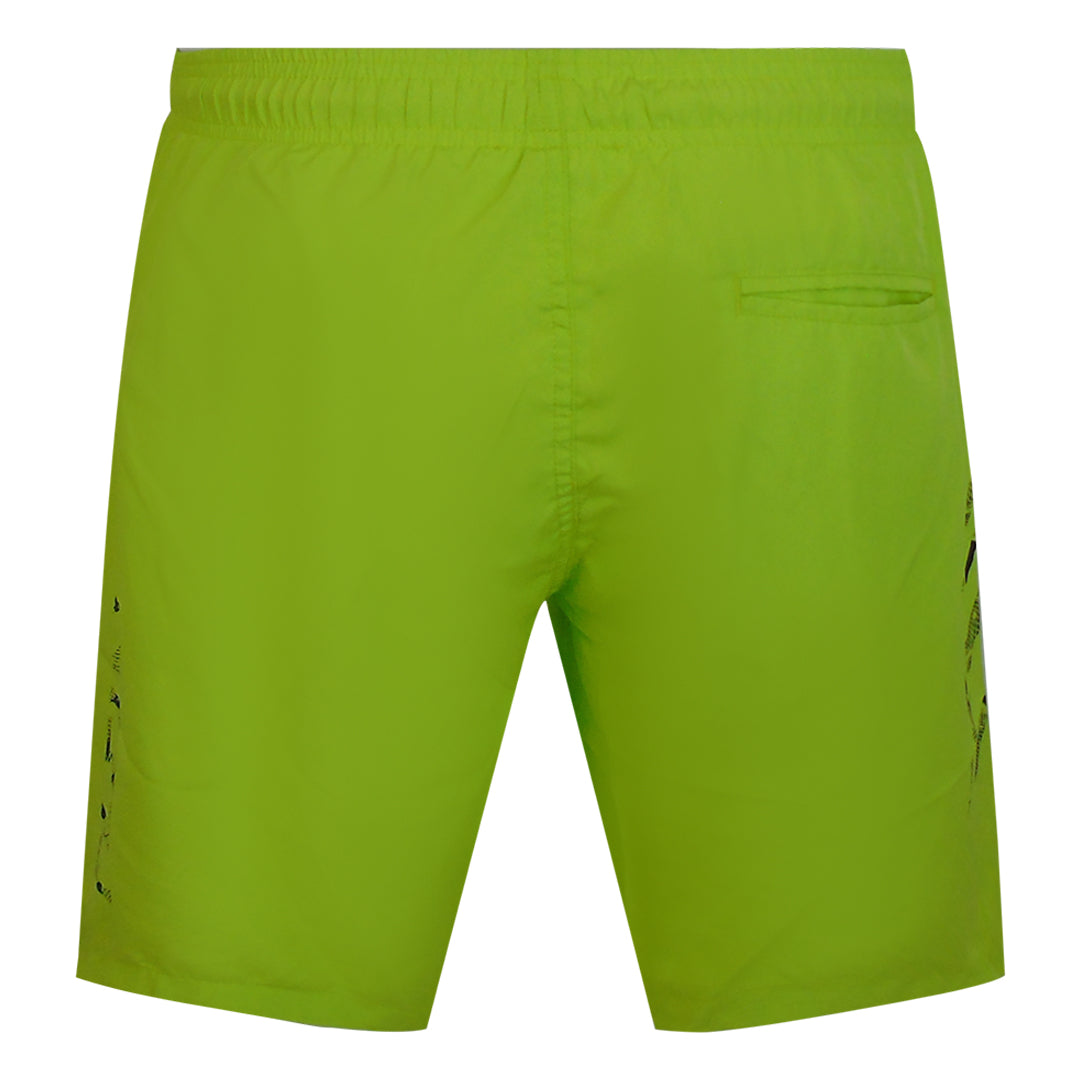 Plein Sport Scratch Logo Long Yellow Swim Shorts
