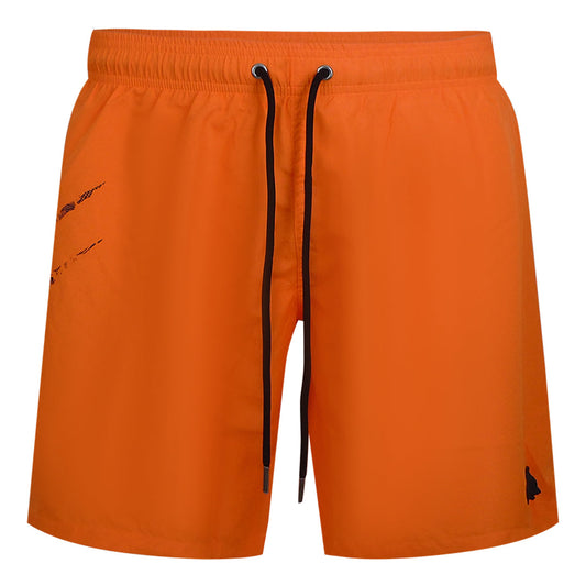 Plein Sport Scratch Logo Long Orange Swim Shorts