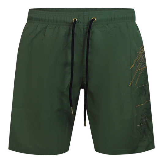 Plein Sport Golden Tiger Long Green Swim Shorts