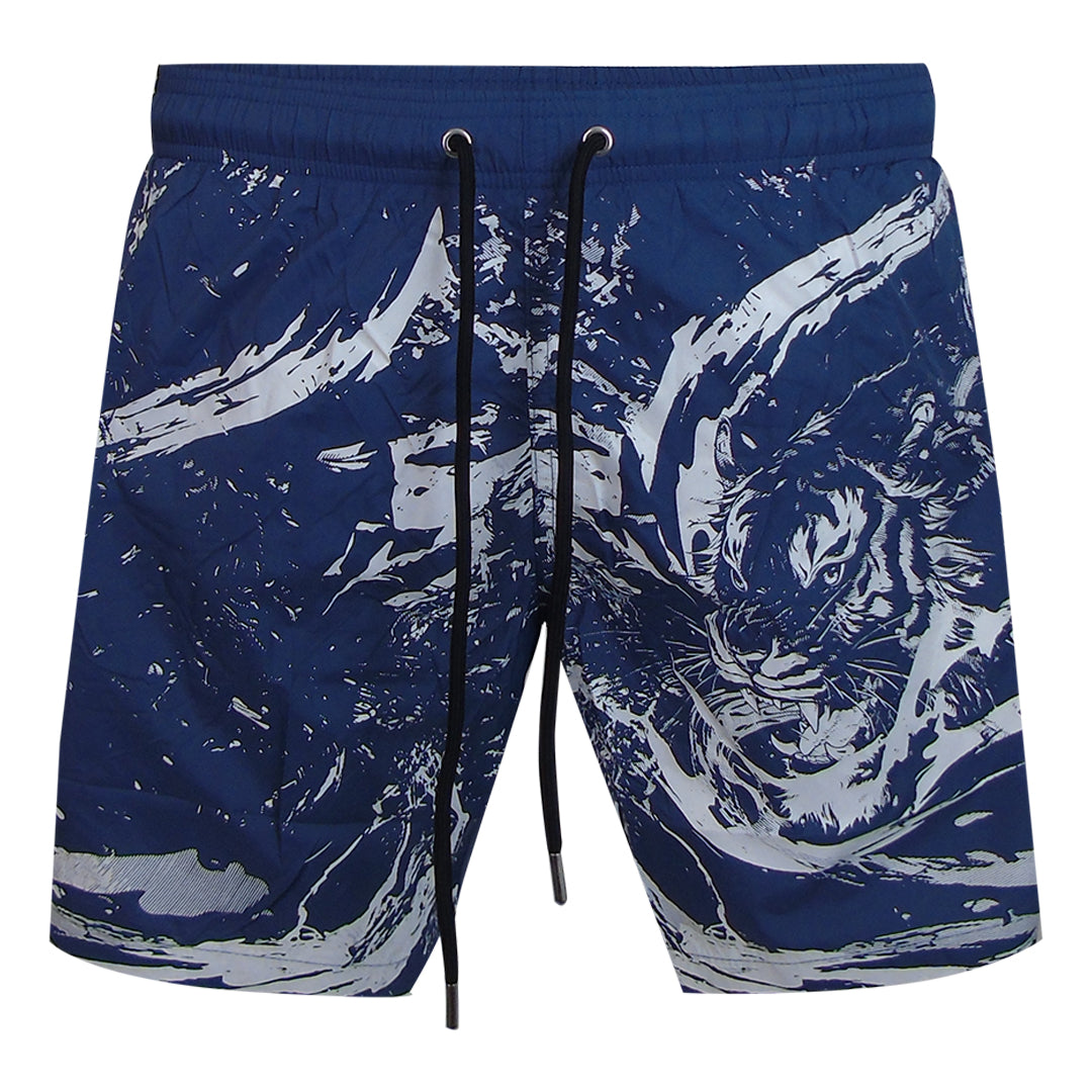 Plein Sport Water Tiger Logo Medium Boardshort Navy Blue Swim Shorts