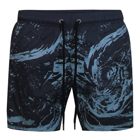 Plein Sport Water Tiger Logo Medium Boardshort Dark Grey Swim Shorts