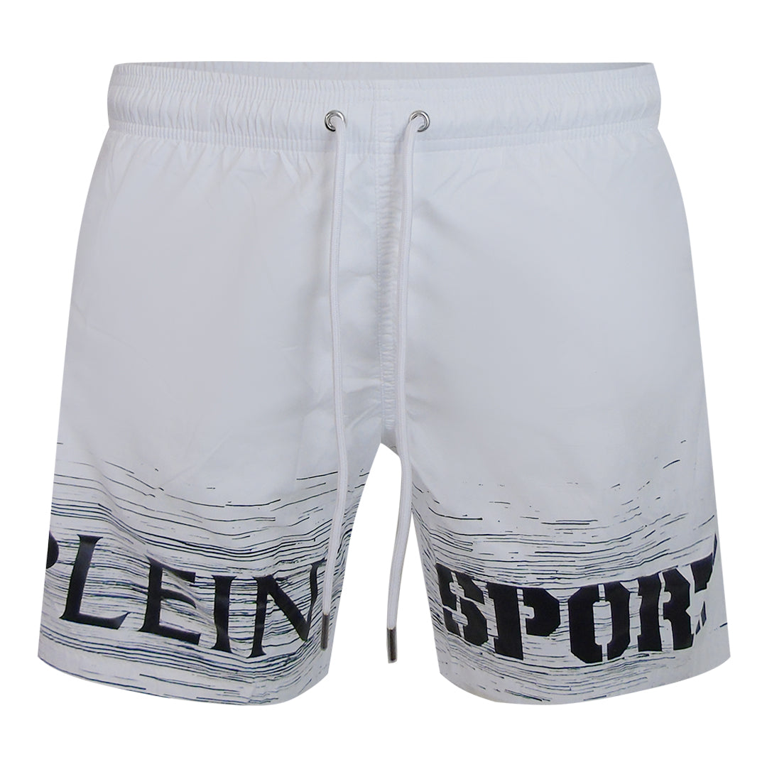 Plein Sport Shade Logo Medium Boardshort White Swim Shorts