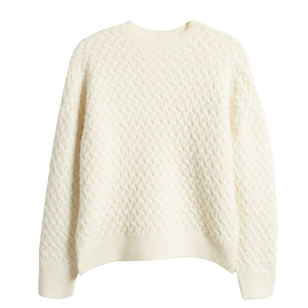 Ted Baker Morlea Horizontal Cable Ivory Crewneck Sweater