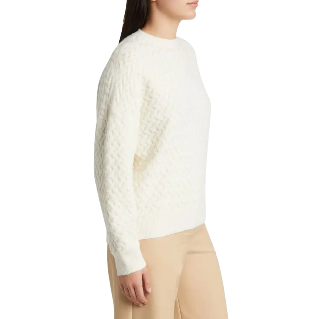 Ted Baker Morlea Horizontal Cable Ivory Crewneck Sweater