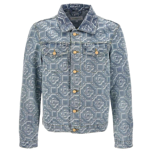 Casablanca Classic Monogram Bleached Blue Denim Jacket