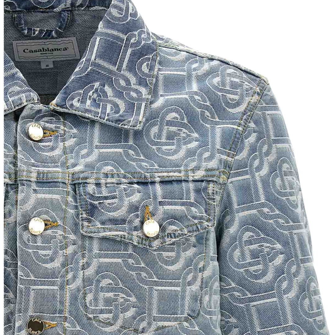 Casablanca Classic Monogram Bleached Blue Denim Jacket