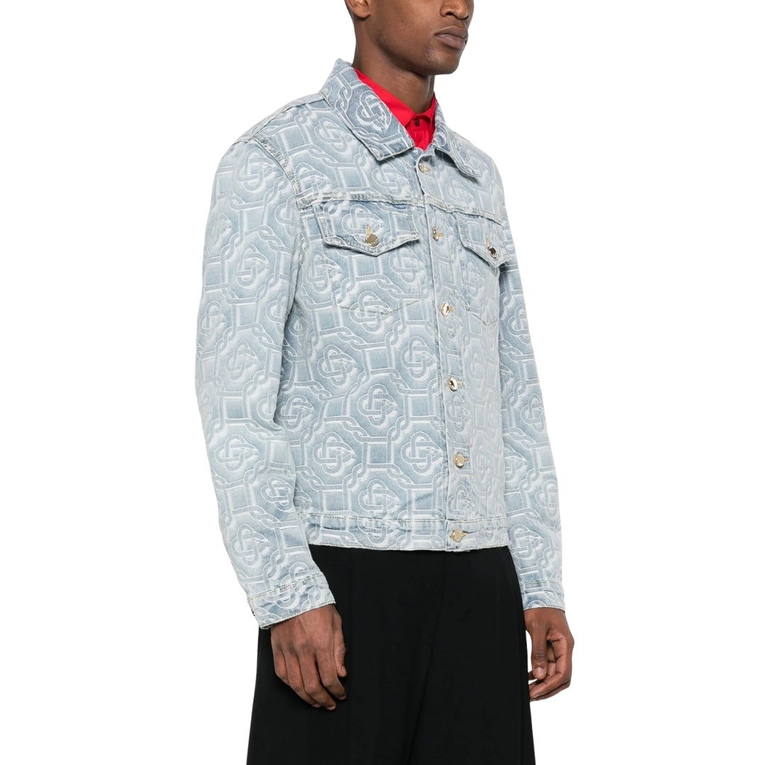 Casablanca Classic Monogram Bleached Blue Denim Jacket