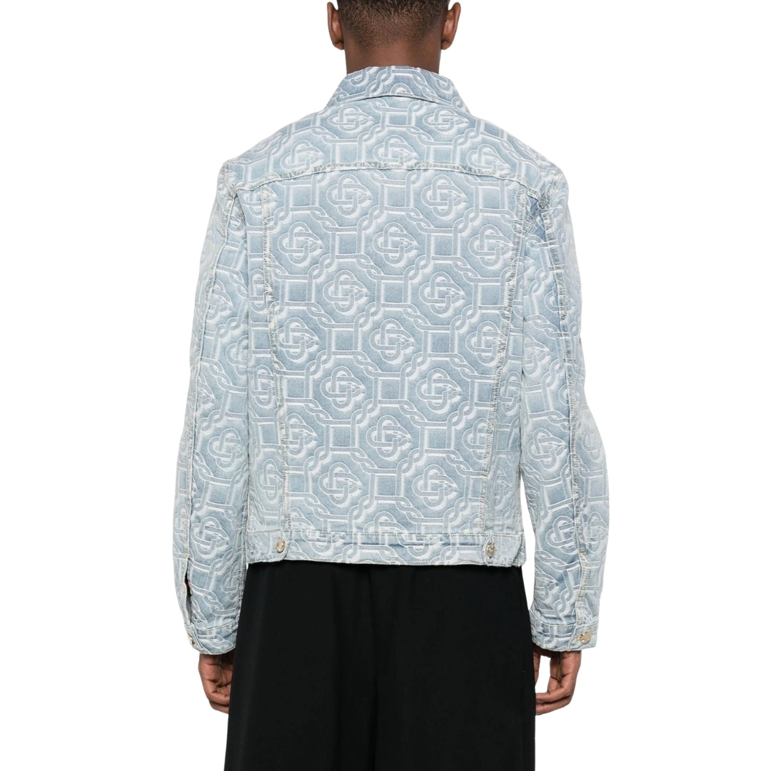 Casablanca Classic Monogram Bleached Blue Denim Jacket