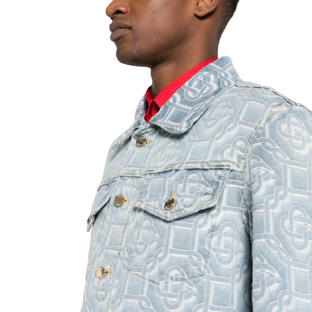 Casablanca Classic Monogram Bleached Blue Denim Jacket