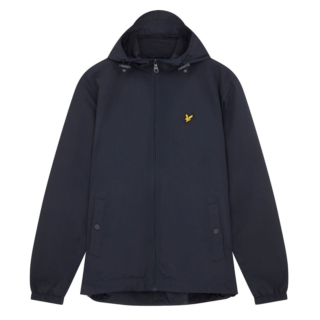 Lyle & Scott Branded Navy Blue Hooded Short Lightweight Jacket