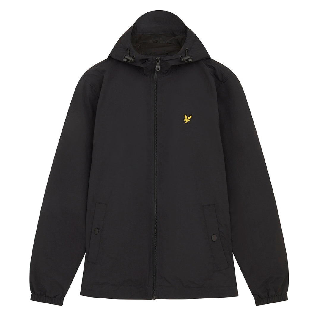 Lyle & Scott Branded Jet Black Hooded Short Lightweight Jacket