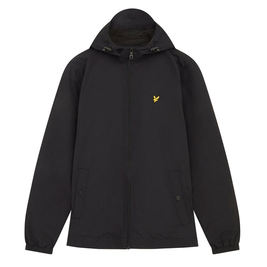 Lyle & Scott Branded Jet Black Hooded Short Lightweight Jacket