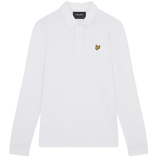 Lyle & Scott Plain White Long Sleeved Polo Shirt