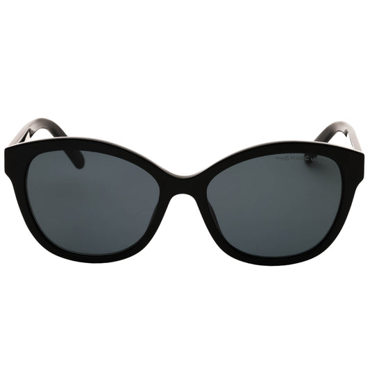 Marc Jacobs Grey Lens Gold Logo Black Sunglasses One Size