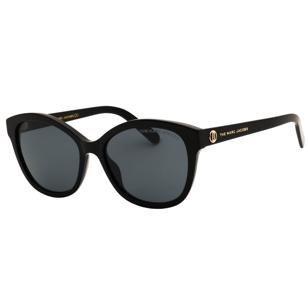 Marc Jacobs Grey Lens Gold Logo Black Sunglasses One Size
