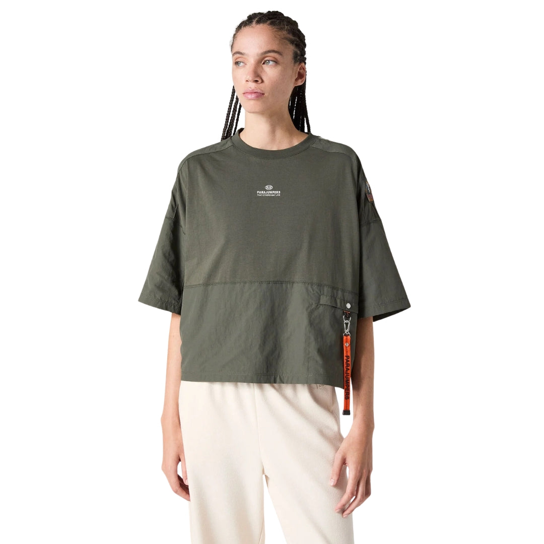 Parajumpers NEW BRANDY 251PWTSRE39 0322 0322 DARK MUD CROP T-SHIRT WOMENS S