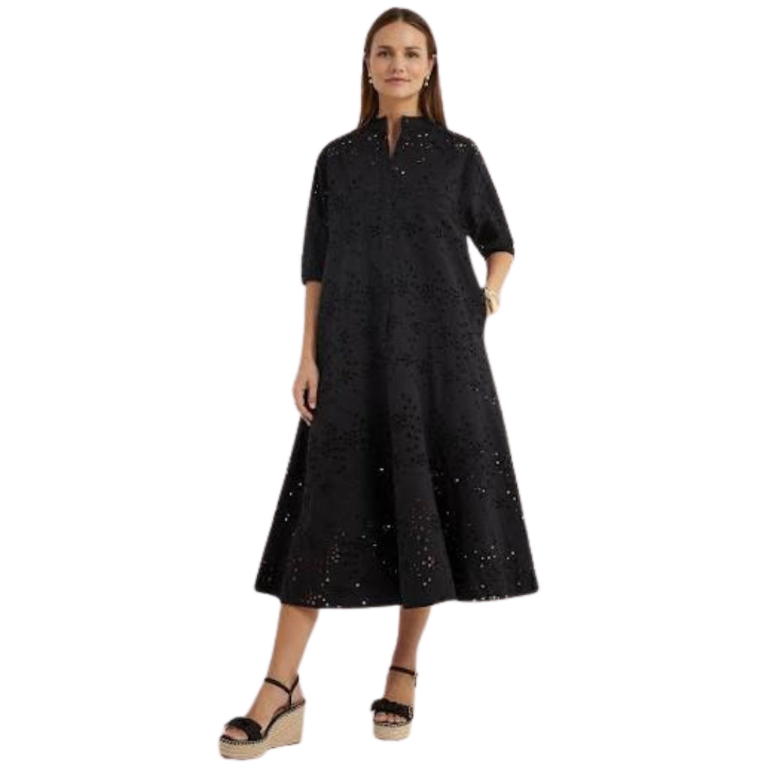Ted Baker Nikaia Oversized Broderie Black Midi Dress