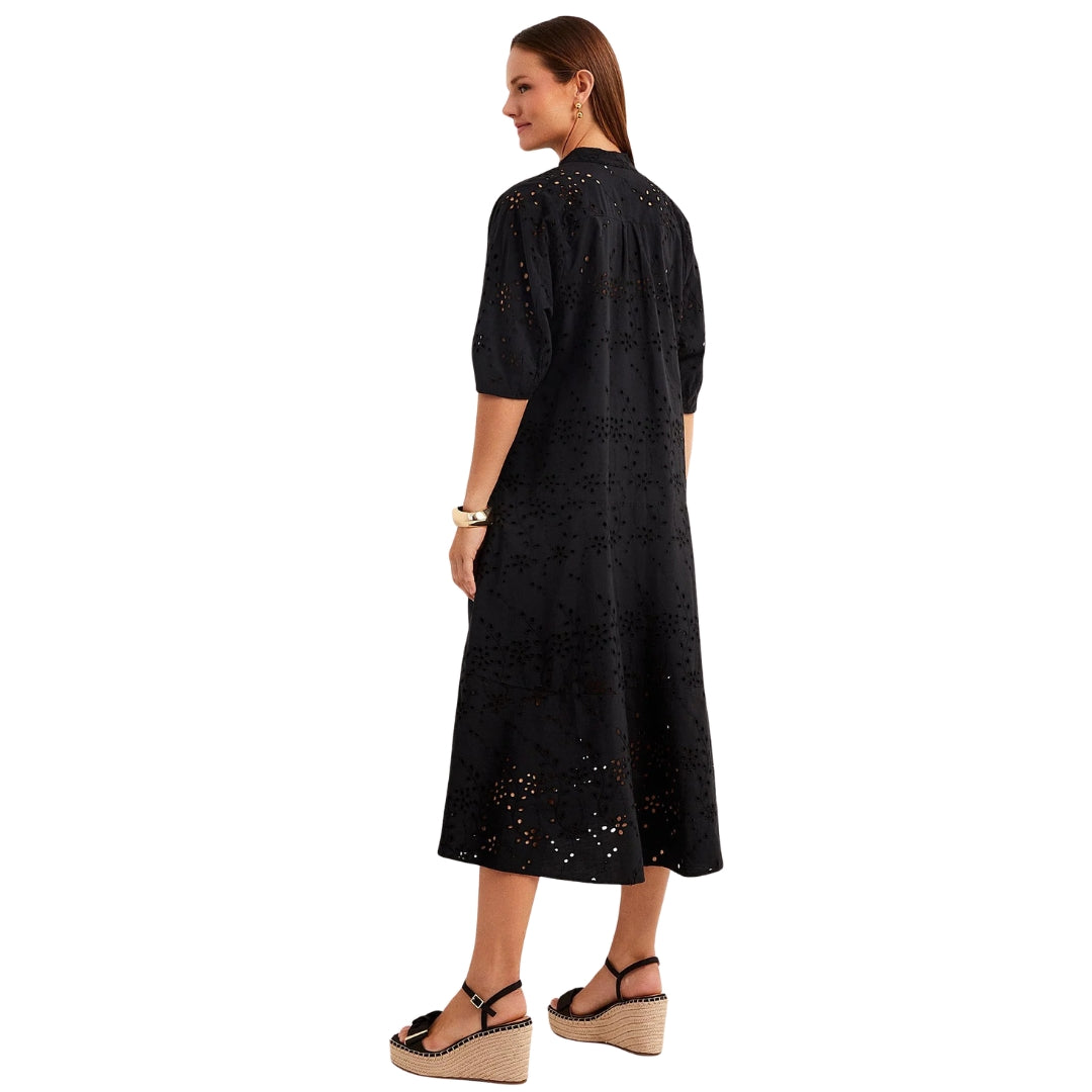 Ted Baker Nikaia Oversized Broderie Black Midi Dress