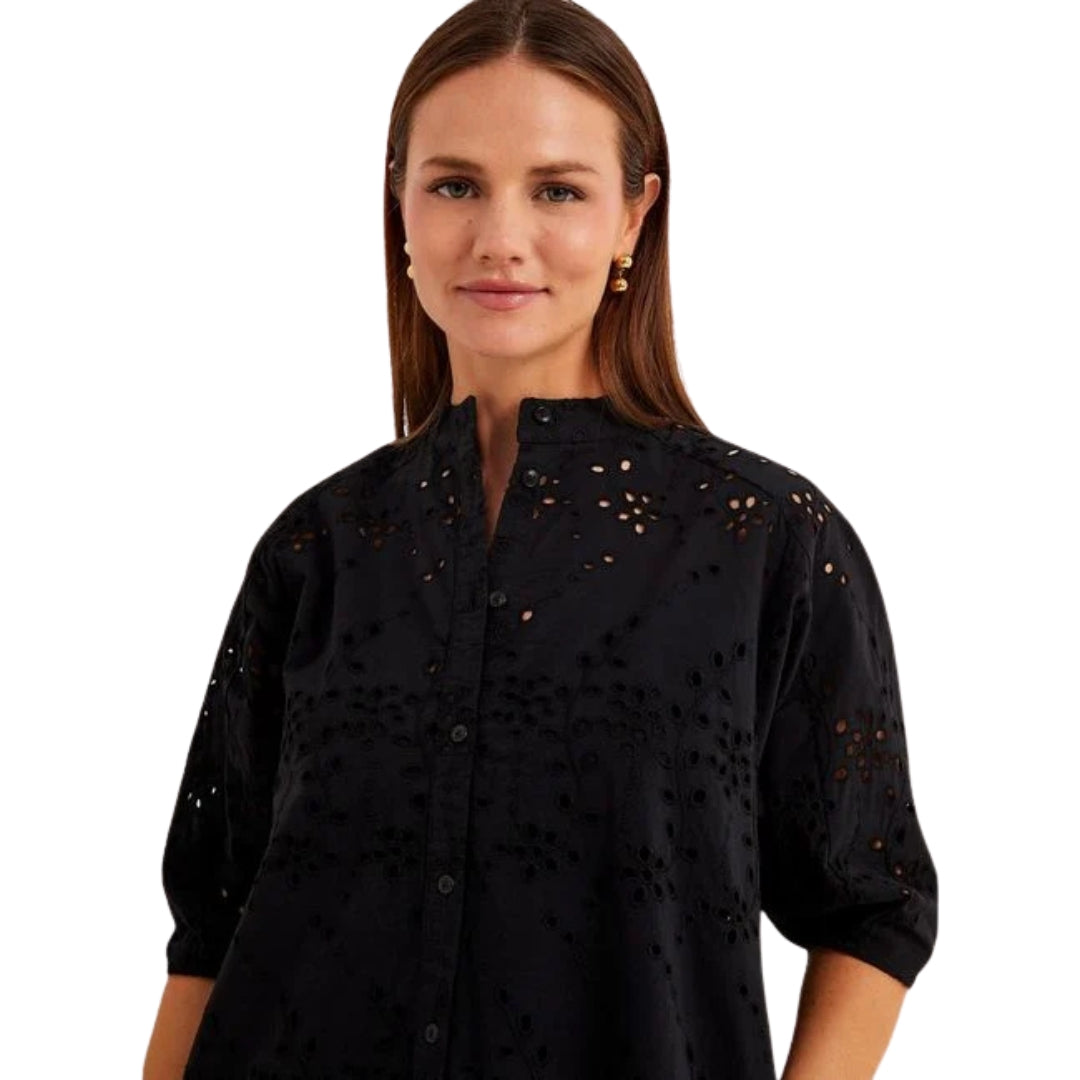 Ted Baker Nikaia Oversized Broderie Black Midi Dress