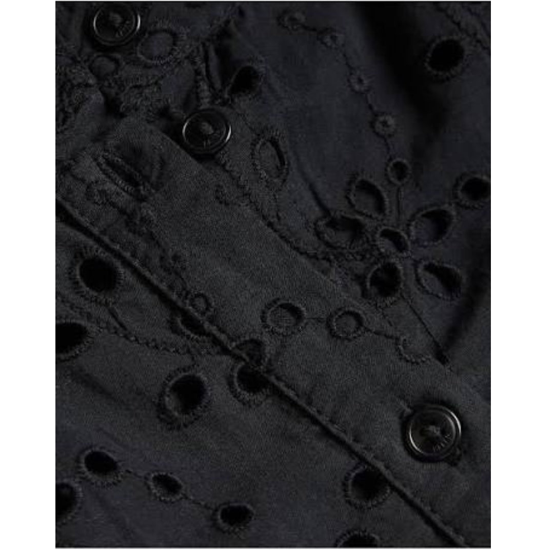 Ted Baker Nikaia Oversized Broderie Black Midi Dress