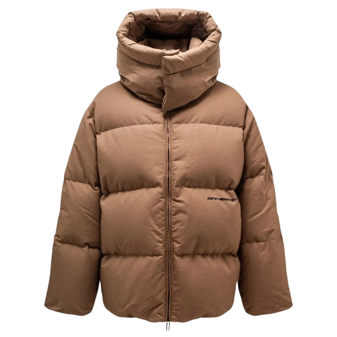 Off-White OW Race Canvas Camel Beige Puffer Down Jacket XS