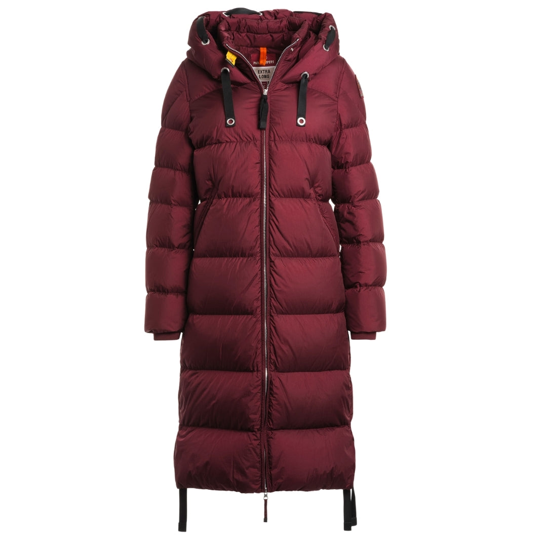 Parajumpers PANDA PWPUEL31 355 AMARONE Burgundy LONG HOODED DOWN JACKET Womens S