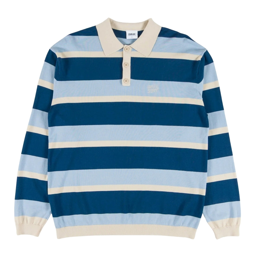Parlez Pipe Lagoon Blue Long Sleeve Polo Shirt