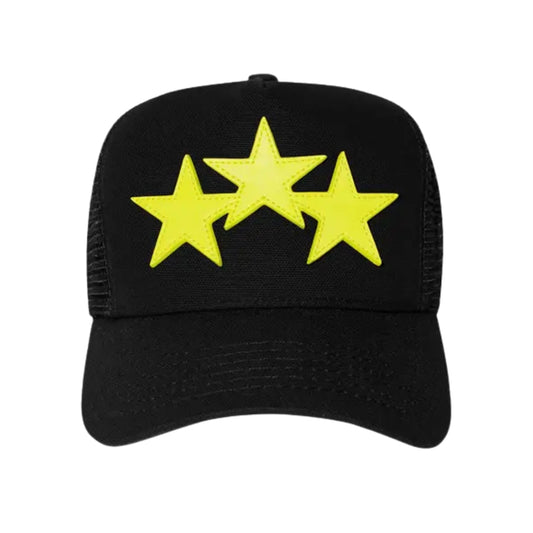 Amiri Three Star Trucker Hat Black Lime
