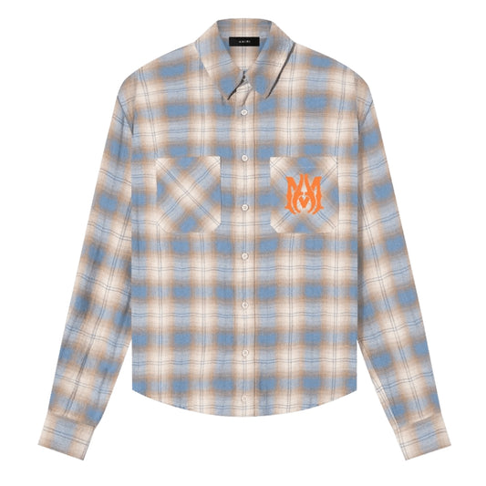 Amiri MA Vintage Stencil Plaid Blue