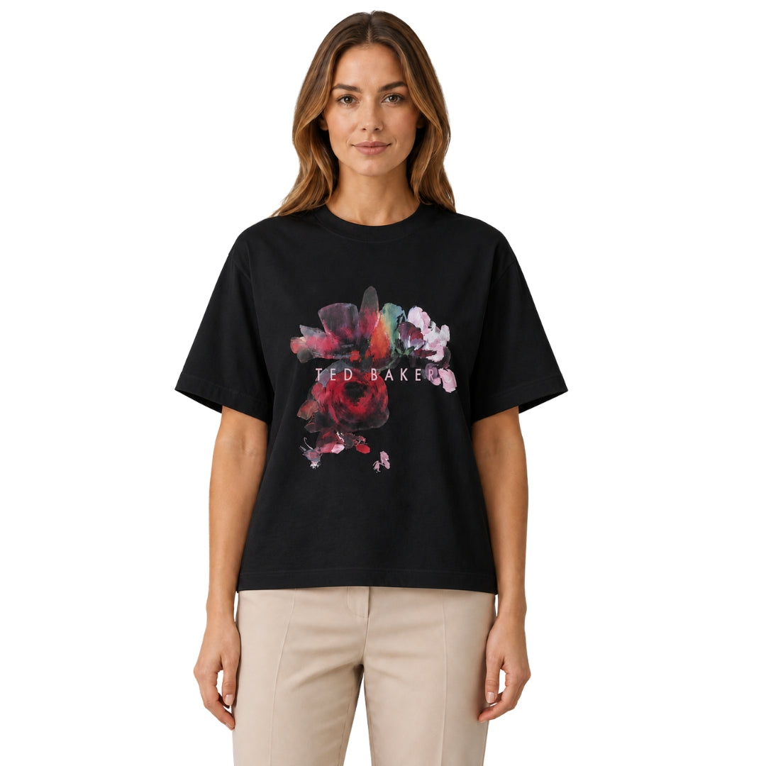Ted Baker Phina Floral Bloom Black T-Shirt