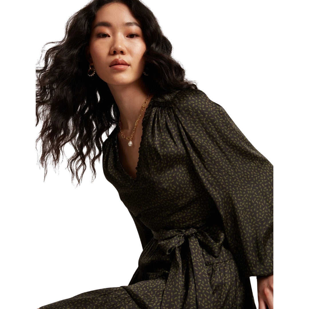 Ted Baker Phoeba Printed Tiered Belted Black Mini Dress