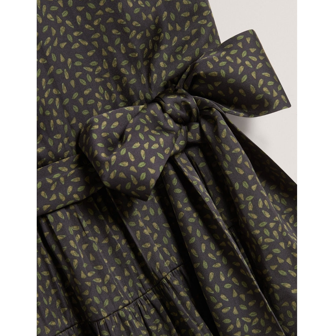 Ted Baker Phoeba Printed Tiered Belted Black Mini Dress