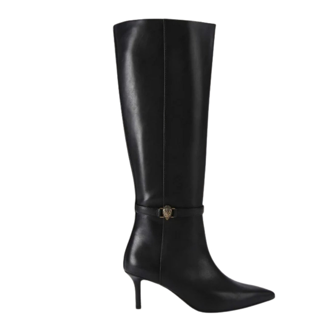 Ted Baker Pipeerr Heeled Leather Knee High Black Boots