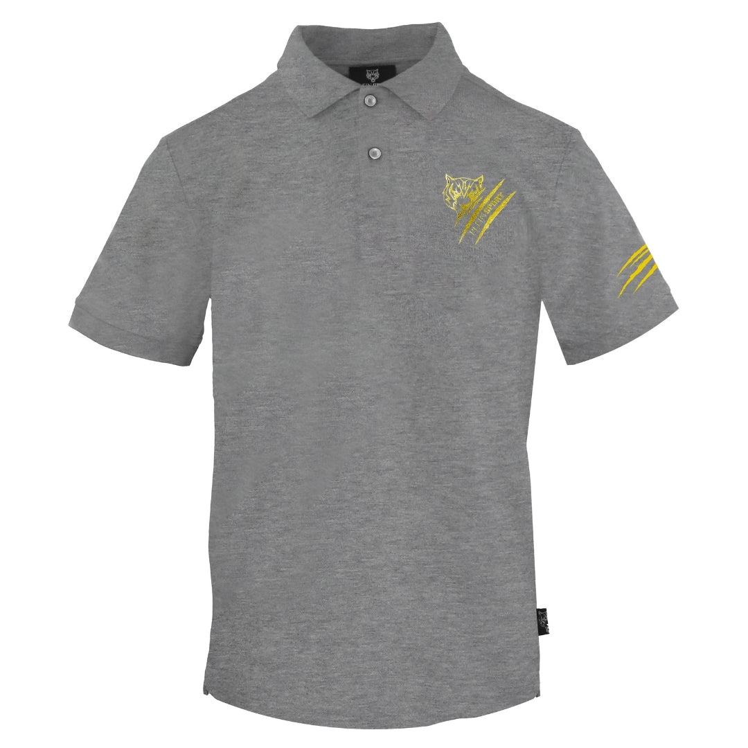 Plein Sport Small Tiger Scratch Logo Grey Polo Shirt S