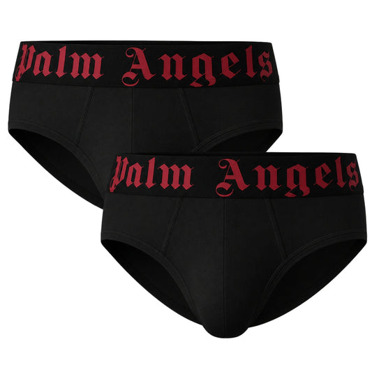 Palm Angels Two-Pack Contrast Logo Black Briefs