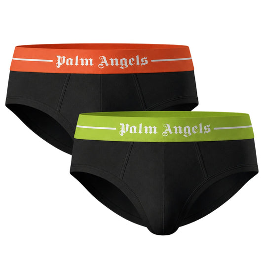 Palm Angels Two Pack Neon Logo Black Briefs