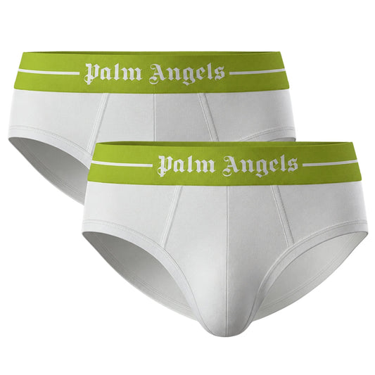 Palm Angels Two Pack Neon Logo White Briefs