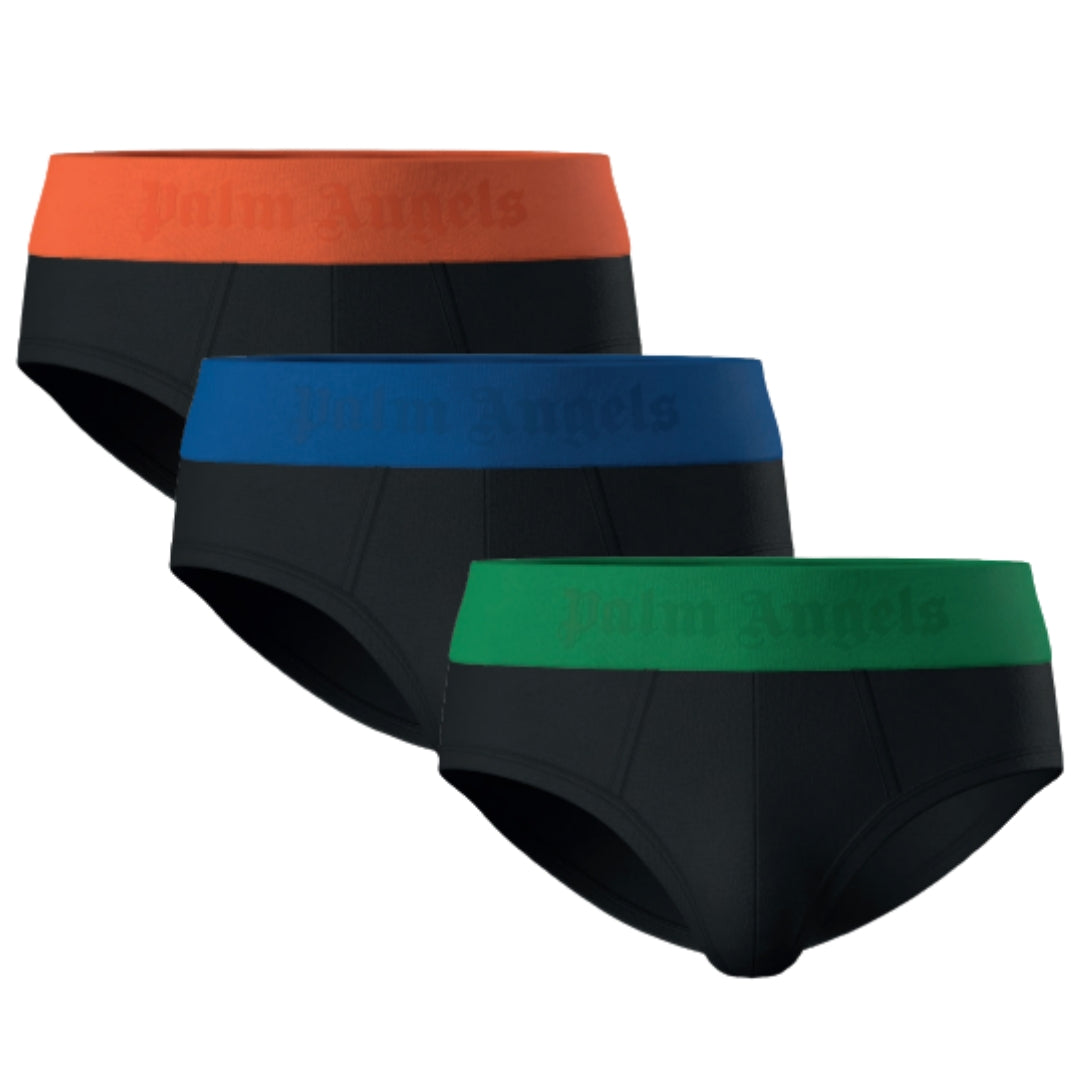 Palm Angels Tri-Pack Embossed Logo Black Briefs
