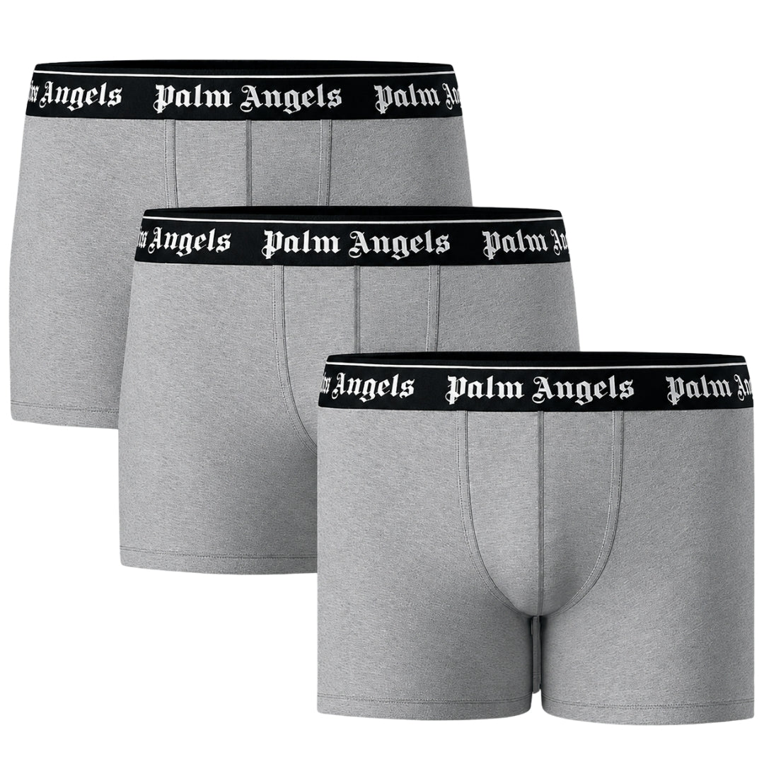 Palm Angels Tri-Pack Classic Logo Grey Boxer Shorts