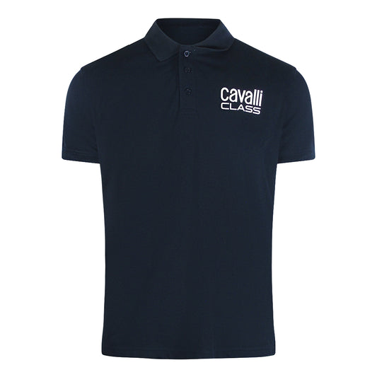 Cavalli Class Bold Logo Navy Blue Polo Shirt