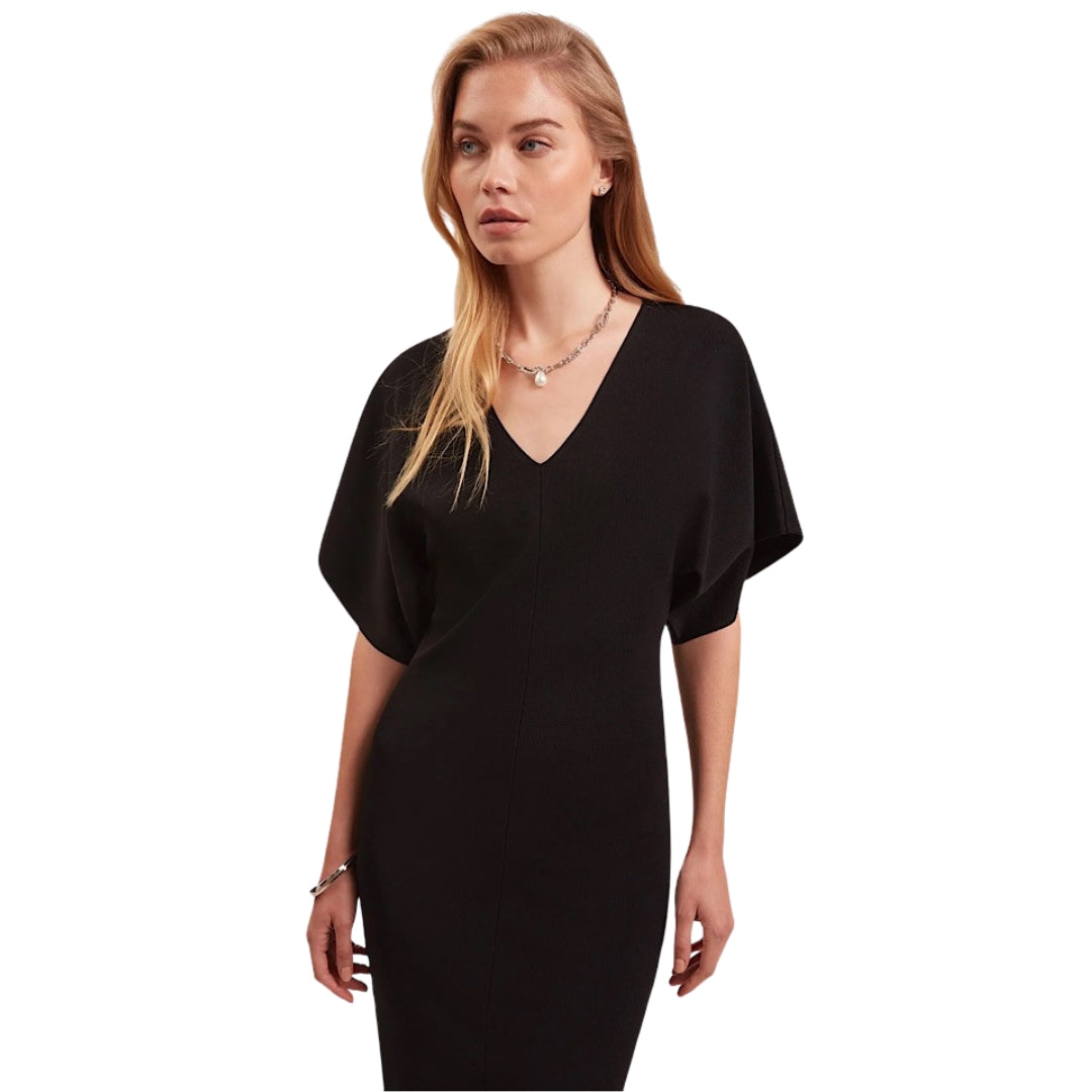 Ted Baker Rebecca V-Neck Knitted Black Midi Dress