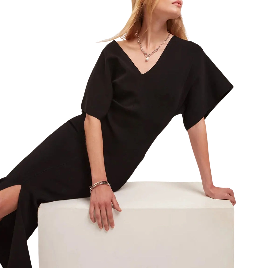 Ted Baker Rebecca V-Neck Knitted Black Midi Dress