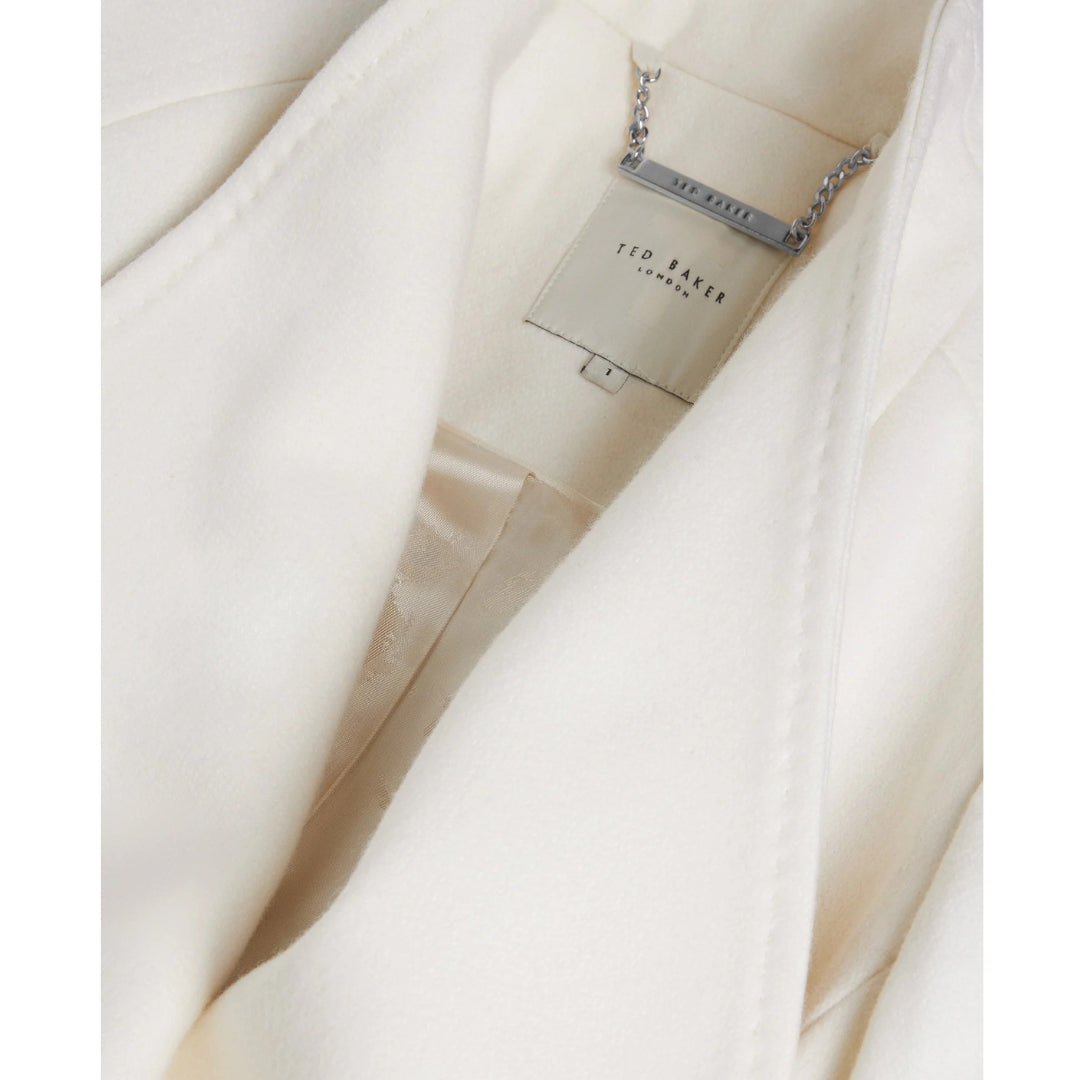 Ted Baker Rose Midi Length Belted Wool Ivory Wrap Coat