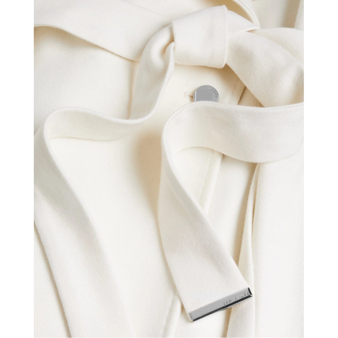 Ted Baker Rose Midi Length Belted Wool Ivory Wrap Coat