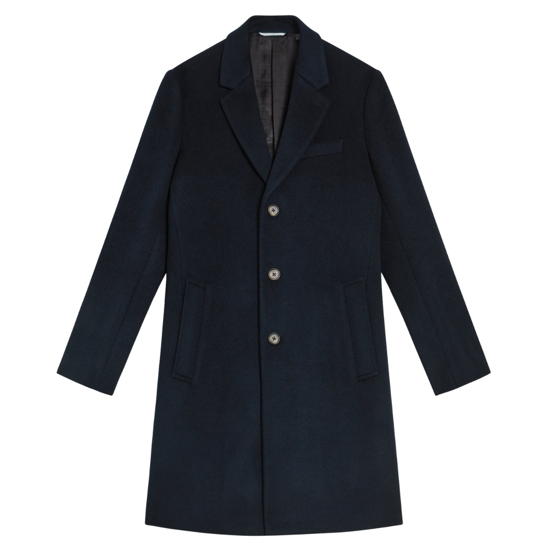 Ted Baker Rueby Wool Blend City Navy Overcoat