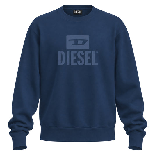 Diesel S-Gir-Crewneck Tone On Tone Navy Blue Men's Sweatshirt L
