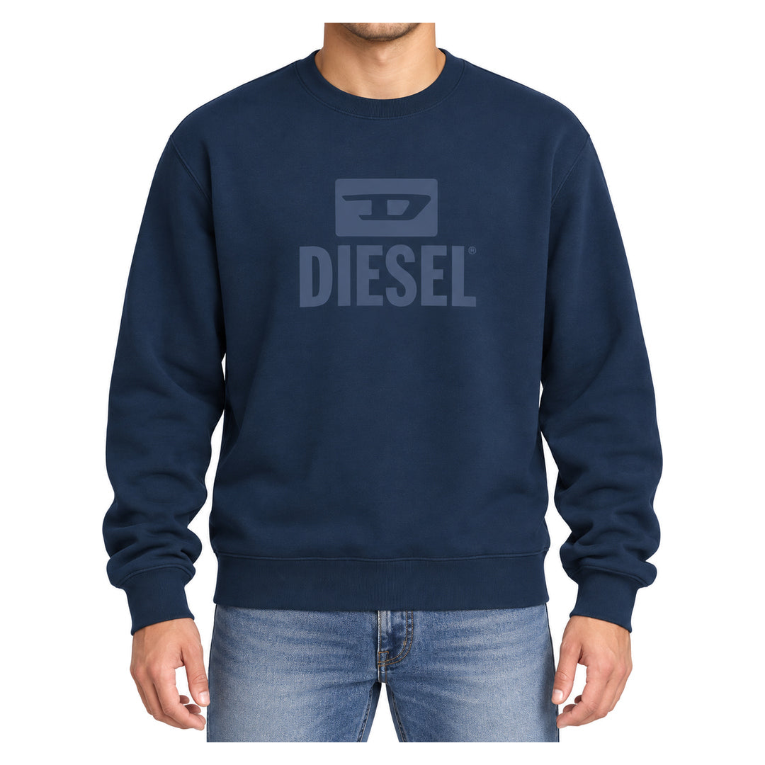 Diesel S-Gir-Crewneck Tone On Tone Navy Blue Men's Sweatshirt L