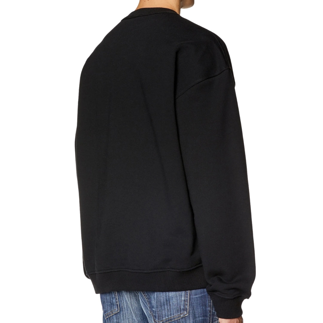 Diesel Double Destroyed Logo Black Sweatshirt